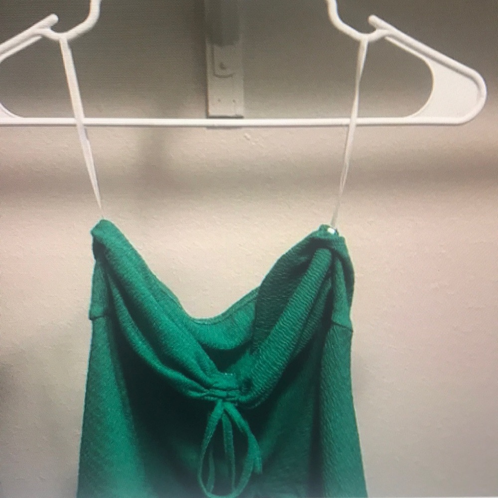 Green Strapless Tie Top